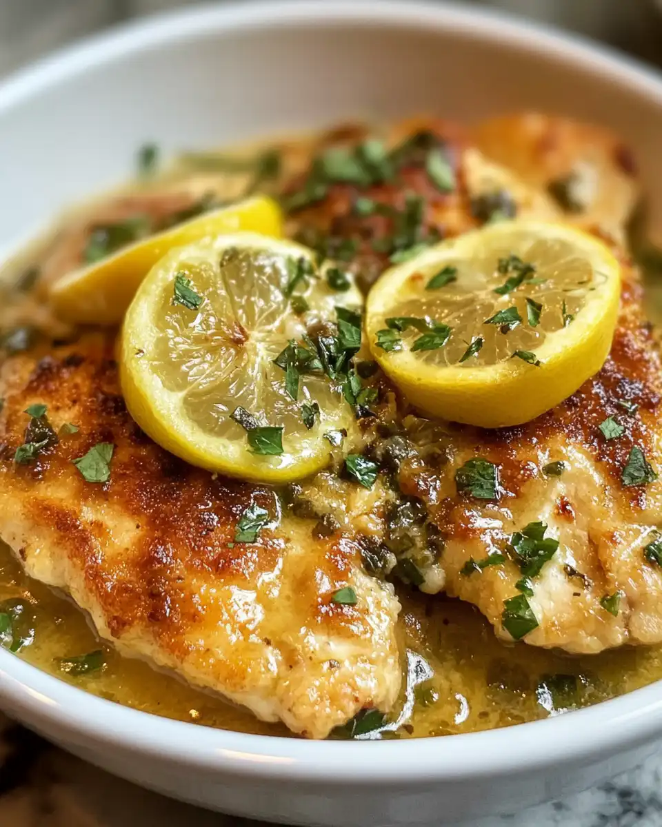 Golden chicken piccata with capers and lemon sauce in pressure cooker