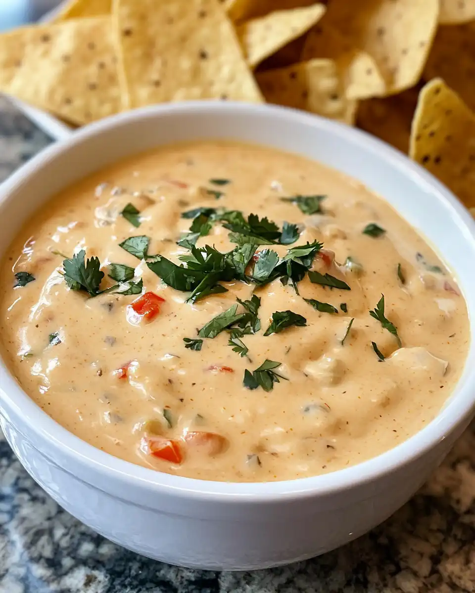 Close-up of cheesy queso dip melting in cooker with steam rising