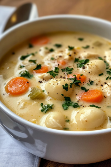 Copycat Olive Garden Chicken & Gnocchi Soup taken with iphone 15 pro max --iw 2 --ar 4:5 --v 6.1 --raw