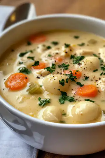 Copycat Olive Garden Chicken & Gnocchi Soup taken with iphone 15 pro max --iw 2 --ar 4:5 --v 6.1 --raw