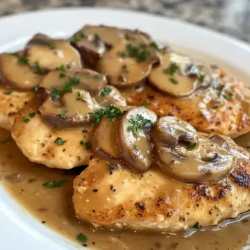 Copycat Olive Garden Chicken Marsala taken with iphone 15 pro max --iw 2 --ar 4:5 --v 6.1 --raw