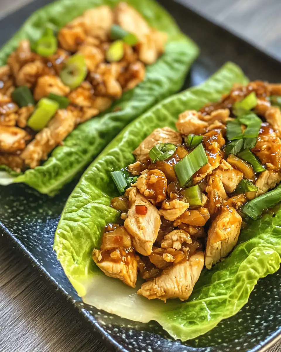 Close up of chicken lettuce wraps showing garlic and soy sauce aroma