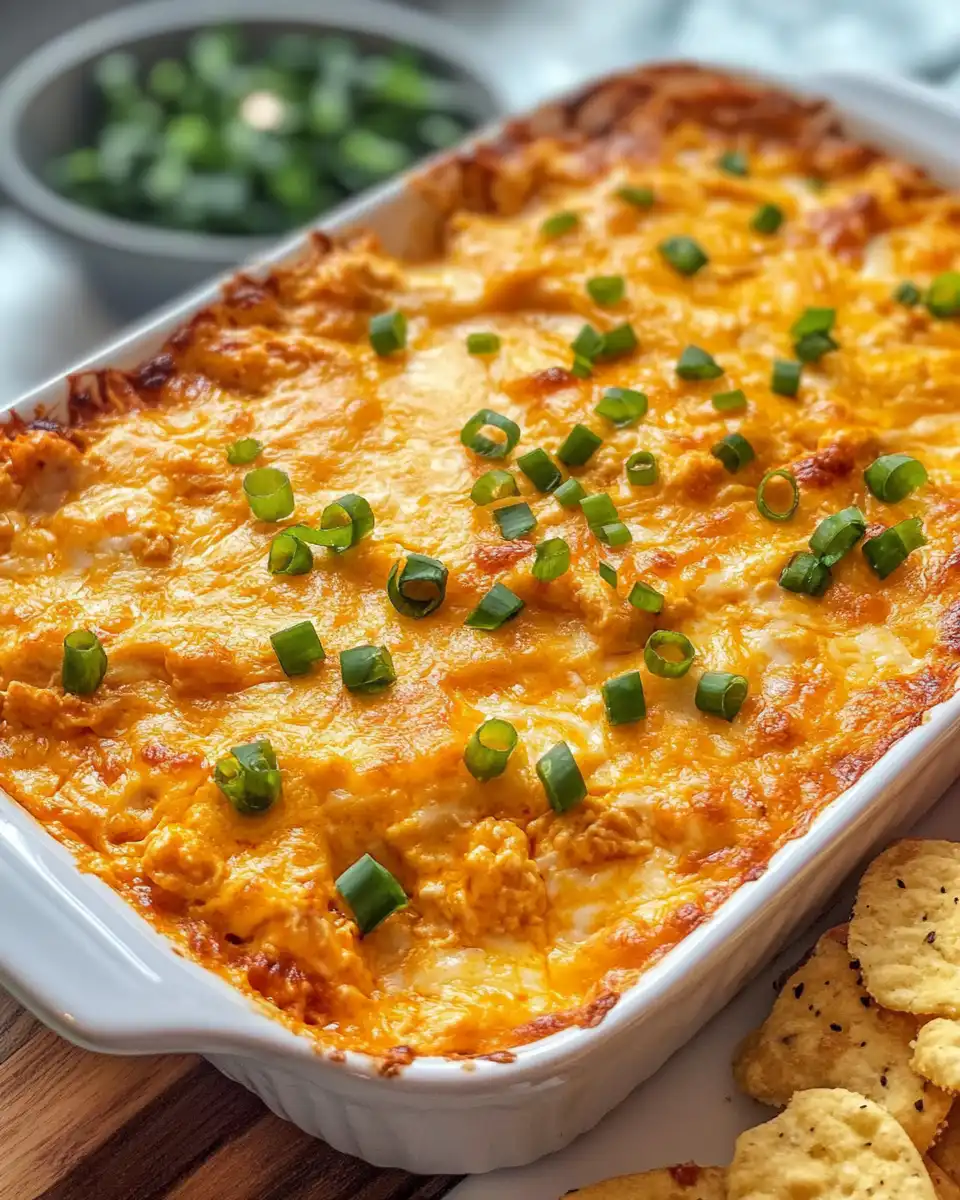 Creamy and cheesy buffalo chicken dip served warm with chips