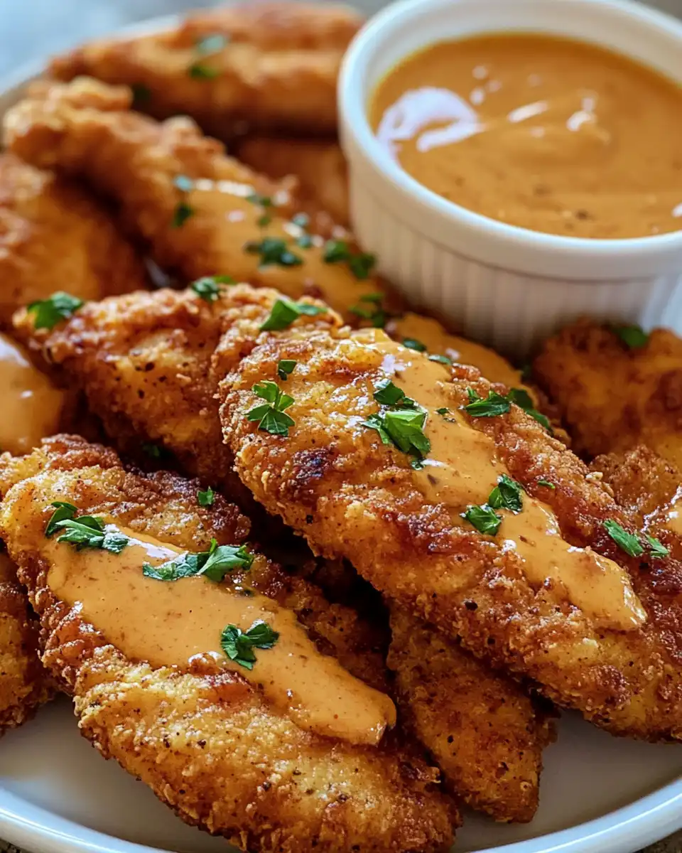 Coated chicken tenders drying on wire rack before frying