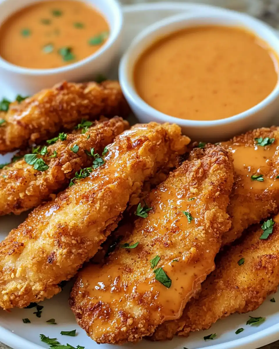 Copycat Raising Cane's chicken tenders and Canes sauce freshly cooked