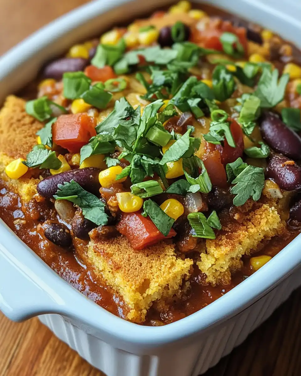 Ingredients prepared for vegan cornbread chili casserole including vegetables and spices