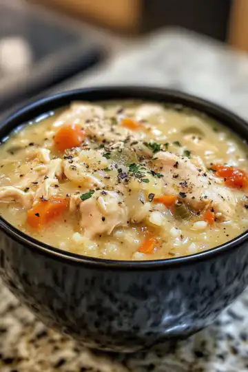 Crack Chicken And Rice Soup taken with iphone 15 pro max --iw 2 --ar 4:5 --v 6.1 --raw