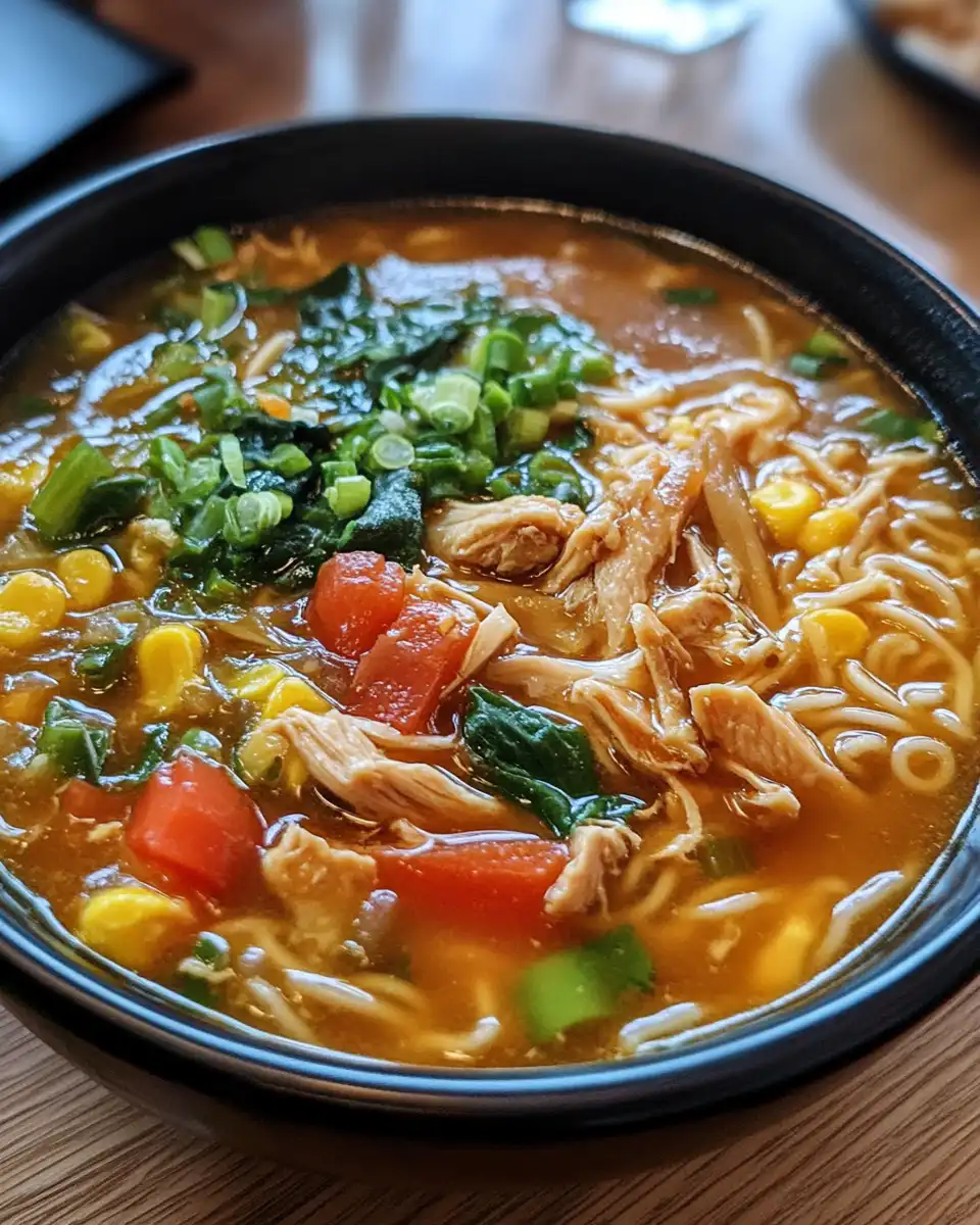 Pot of crack chicken noodle soup simmering with rich broth and tender chicken