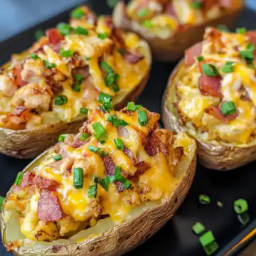 crack chicken stuffed baked potatoes taken with iphone 15 pro max --iw 2 --ar 4:5 --v 6.1 --raw