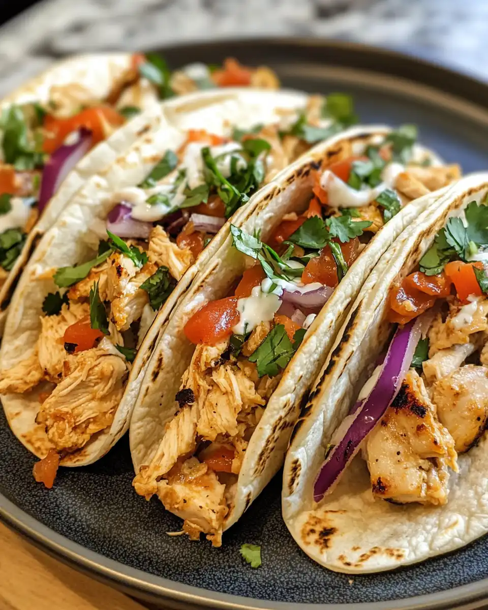 Ingredients for cream cheese chicken tacos including shredded chicken, cheeses, and spices