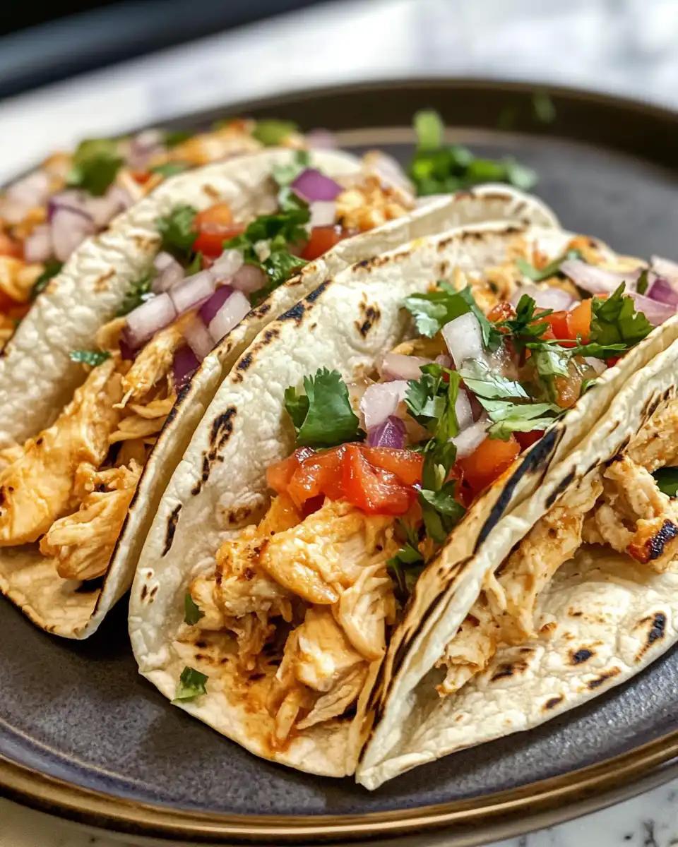 Cream cheese chicken tacos ready to serve on a plate