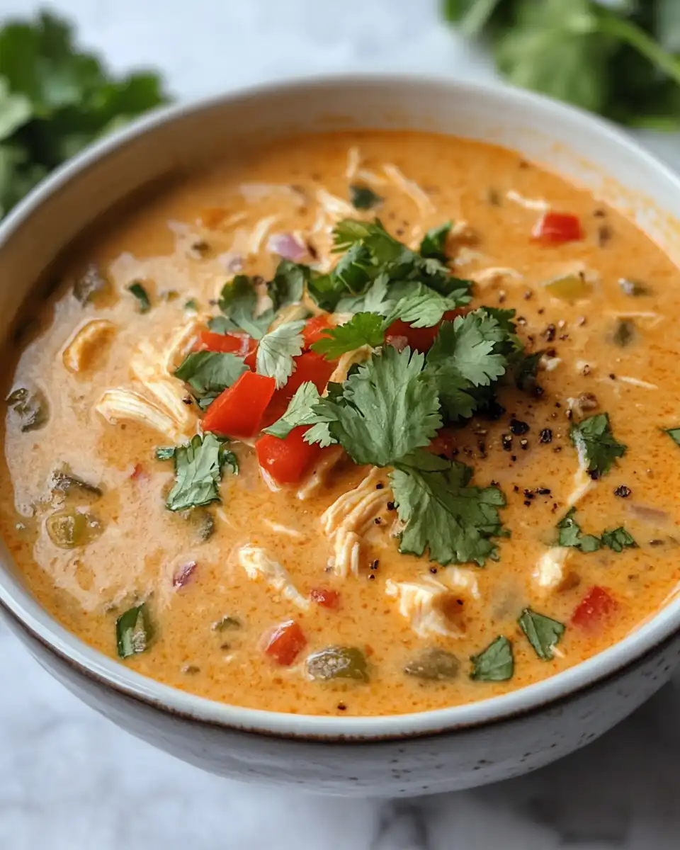 Ingredients for creamy chicken enchilada soup including spices and vegetables
