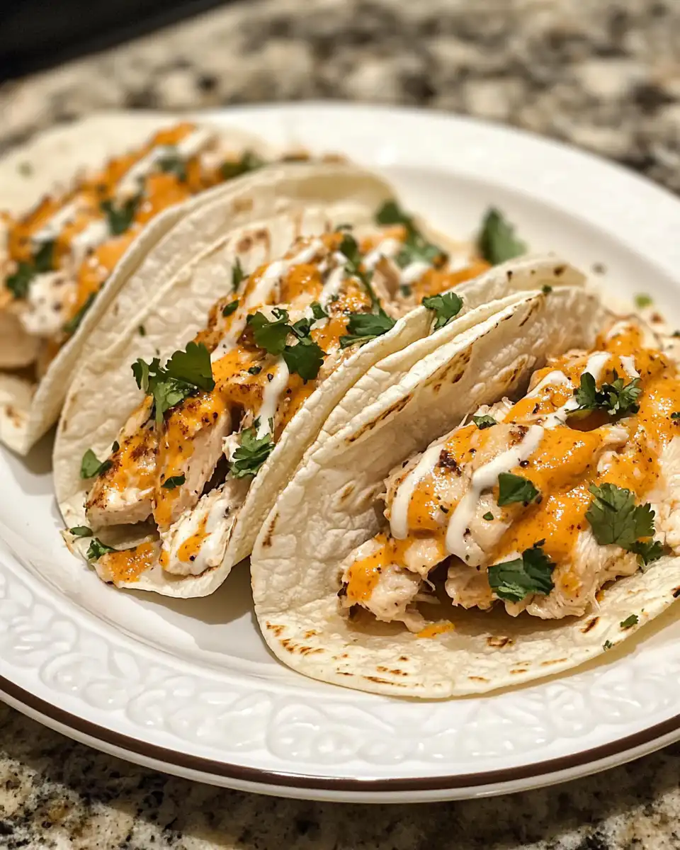 Ingredients for creamy chicken tacos with spices and vegetables