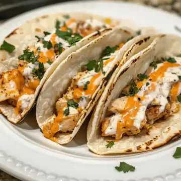 Creamy Chicken Tacos taken with iphone 15 pro max --iw 2 --ar 4:5 --v 6.1 --raw