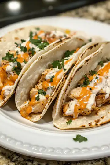 Creamy Chicken Tacos taken with iphone 15 pro max --iw 2 --ar 4:5 --v 6.1 --raw