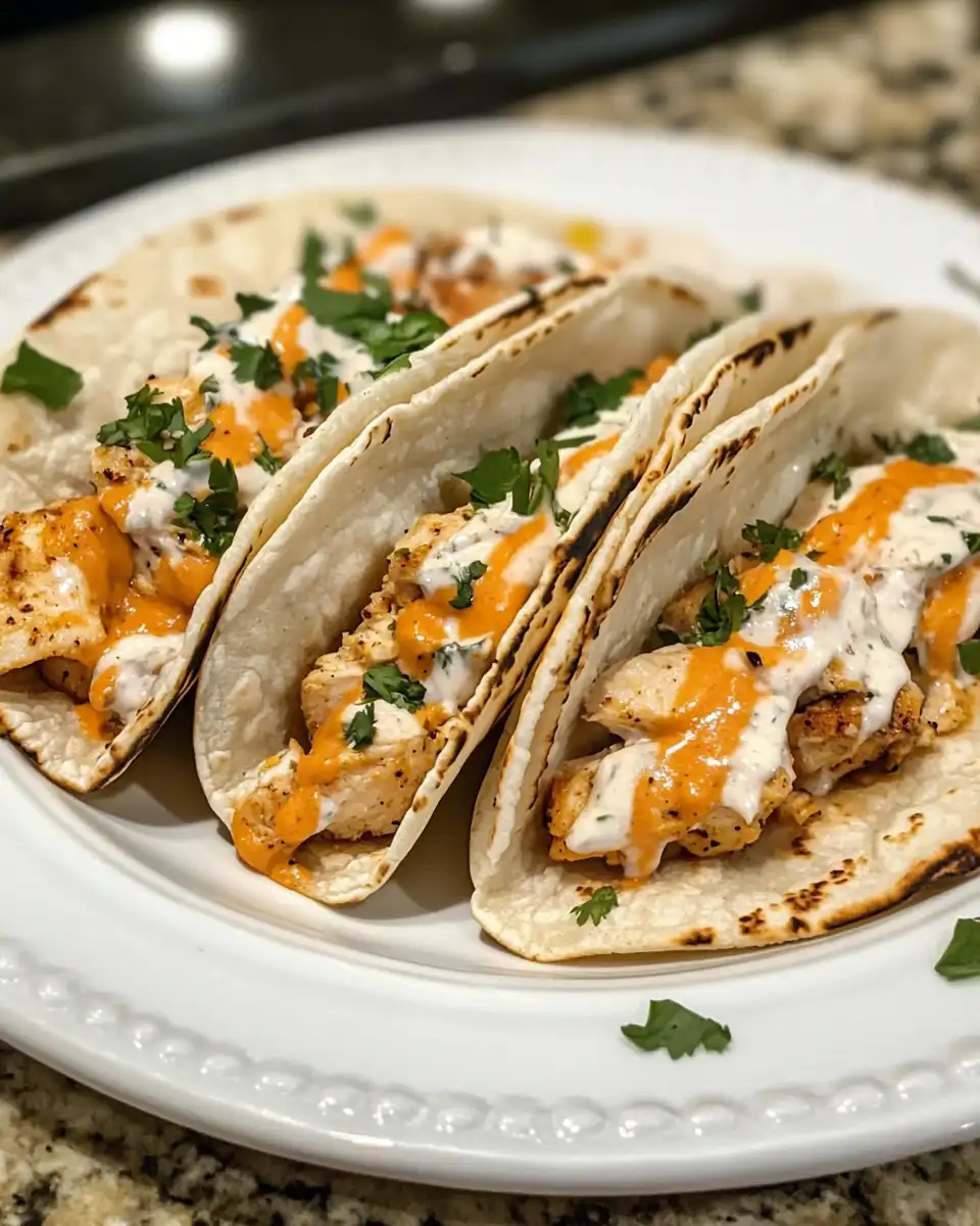 Creamy chicken tacos with spices simmering in pressure cooker