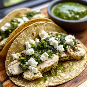 Creamy Chimichurri Chicken Tacos With Feta And Avocado taken with iphone 15 pro max --iw 2 --ar 4:5 --v 6.1 --raw