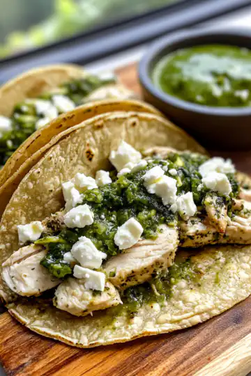 Creamy Chimichurri Chicken Tacos With Feta And Avocado taken with iphone 15 pro max --iw 2 --ar 4:5 --v 6.1 --raw