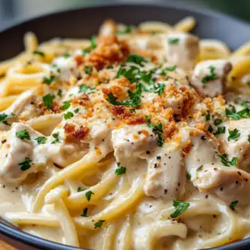 Creamy Crack Chicken Pasta taken with iphone 15 pro max --iw 2 --ar 4:5 --v 6.1 --raw