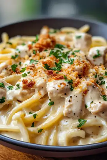 Creamy Crack Chicken Pasta taken with iphone 15 pro max --iw 2 --ar 4:5 --v 6.1 --raw