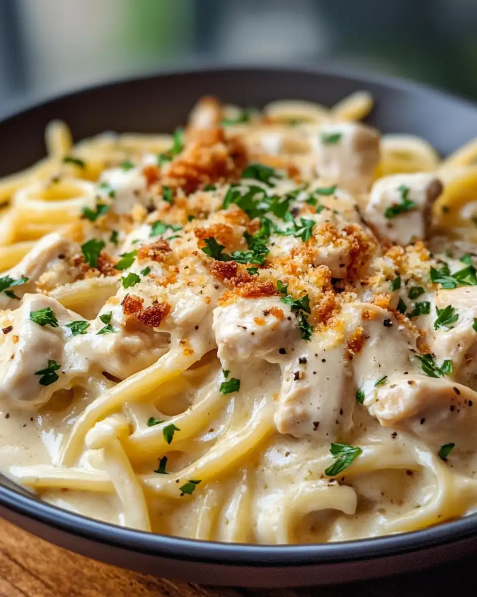Creamy crack chicken pasta fresh and ready to serve