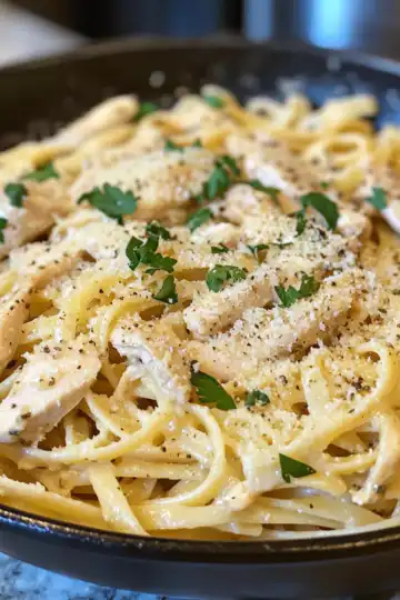 creamy garlic parmesan chicken pasta onepot 30 minutes taken with iphone 15 pro max --iw 2 --ar 4:5 --v 6.1 --raw