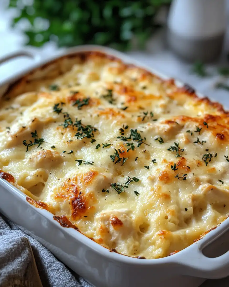 Ingredients for creamy low carb chicken casserole including diced chicken, mushrooms, cauliflower rice, and coconut milk