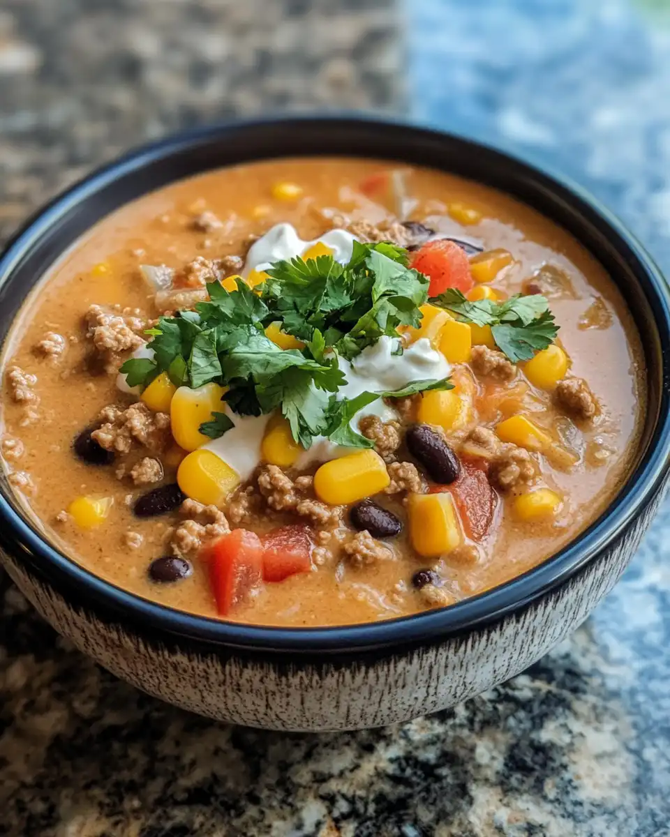 Pressure cooker ingredients for creamy taco soup arranged in bowls