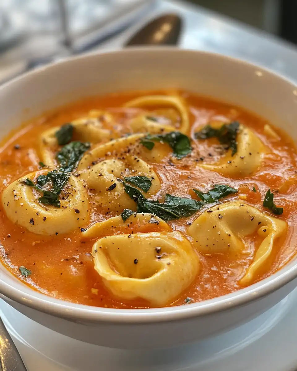 Ingredients for creamy tomato tortellini soup laid out on countertop