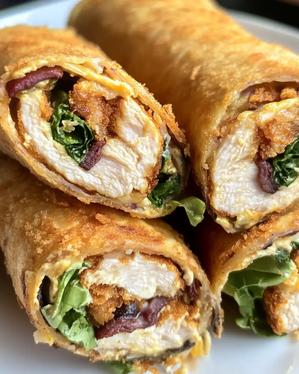 Ingredients spread out to prepare crispy chicken and ham roll-ups with Swiss cheese