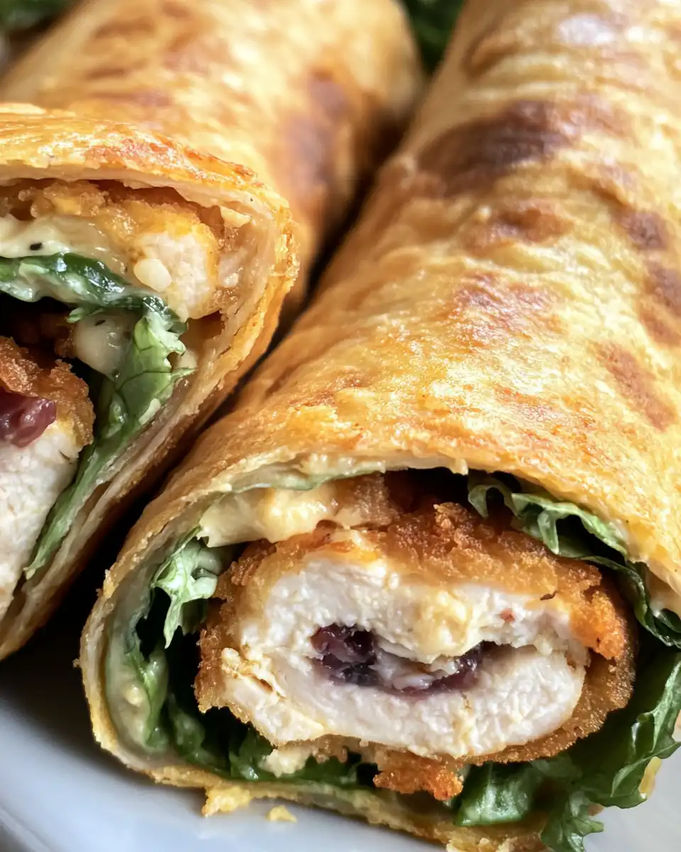 Final sliced crispy chicken and ham roll-ups with golden cheese crust