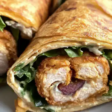 Crispy Cordon Bleu Chicken Wraps! taken with iphone 15 pro max --iw 2 --ar 4:5 --v 6.1 --raw