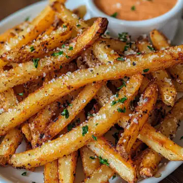 crispy garlic parmesan air fryer fries taken with iphone 15 pro max --iw 2 --ar 4:5 --v 6.1 --raw