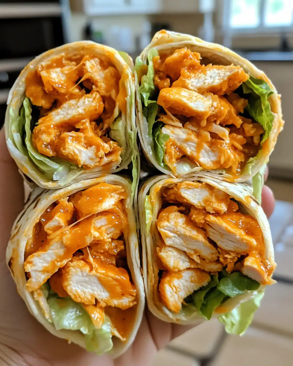 Assembled crispy vegan buffalo chicken wraps ready to serve with ranch