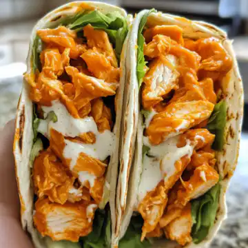 Crispy Vegan Buffalo Chicken Wraps With Soy Curls taken with iphone 15 pro max --iw 2 --ar 4:5 --v 6.1 --raw