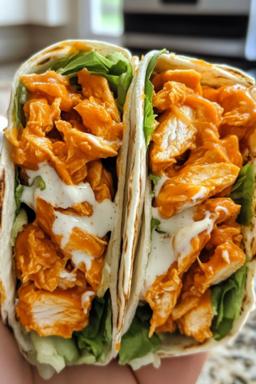 Crispy Vegan Buffalo Chicken Wraps With Soy Curls taken with iphone 15 pro max --iw 2 --ar 4:5 --v 6.1 --raw