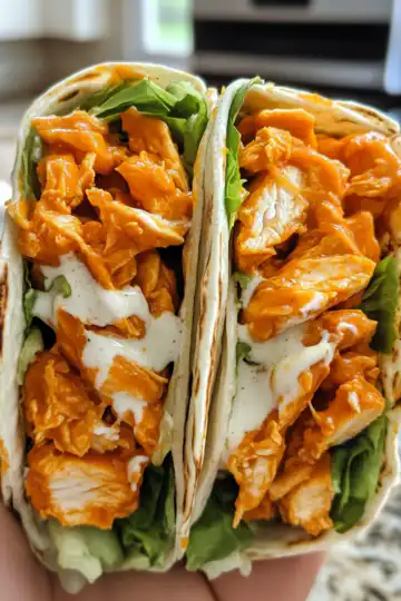 Crispy Vegan Buffalo Chicken Wraps With Soy Curls taken with iphone 15 pro max --iw 2 --ar 4:5 --v 6.1 --raw
