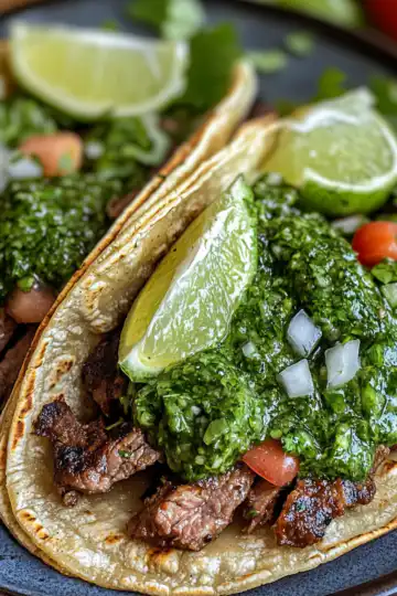 Crockpot Carne Asada Tacos With Cilantro Lime Garlic Sauce taken with iphone 15 pro max --iw 2 --ar 4:5 --v 6.1 --raw