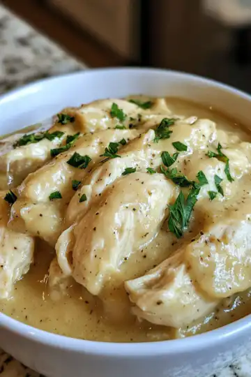 crockpot chicken and gravy a taste of comforting memories taken with iphone 15 pro max --iw 2 --ar 4:5 --v 6.1 --raw
