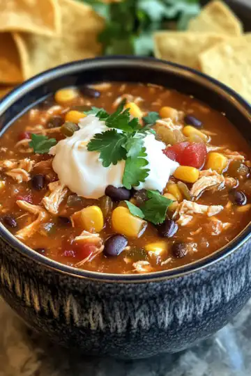 Crockpot Chicken Taco Soup taken with iphone 15 pro max --iw 2 --ar 4:5 --v 6.1 --raw