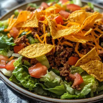 Crunchy Dorito Taco Salad taken with iphone 15 pro max --iw 2 --ar 4:5 --v 6.1 --raw