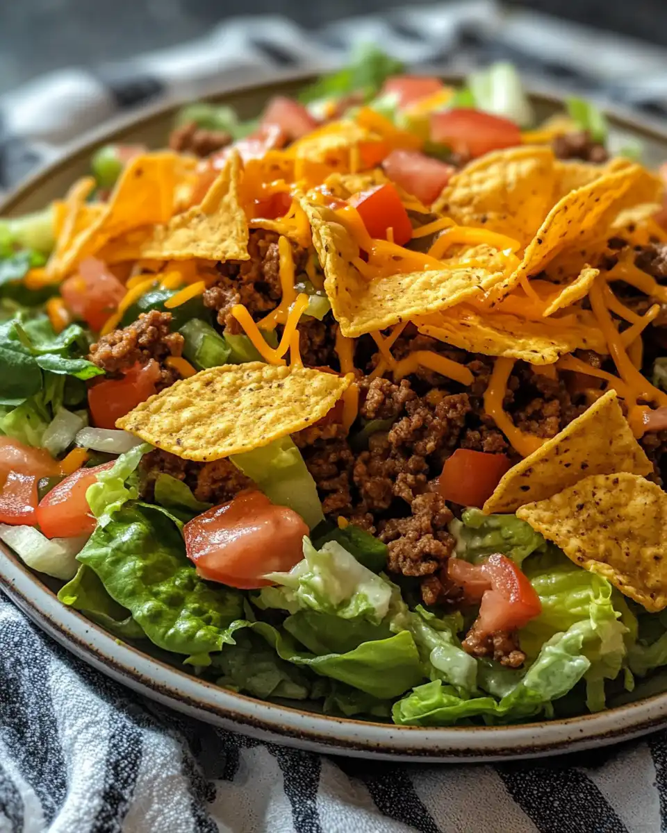 Crunchy Dorito taco salad fresh and colorful