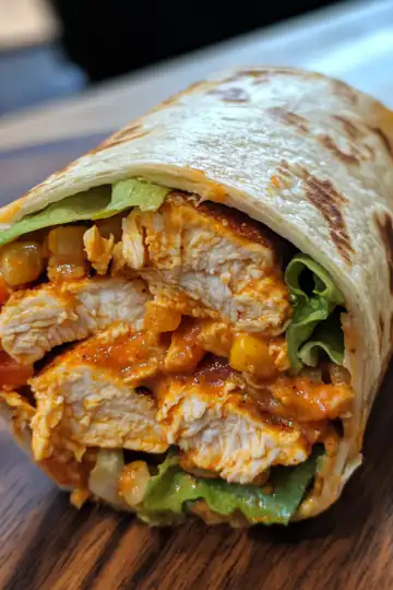 Crunchy Southwestern Chicken Wrap taken with iphone 15 pro max --iw 2 --ar 4:5 --v 6.1 --raw