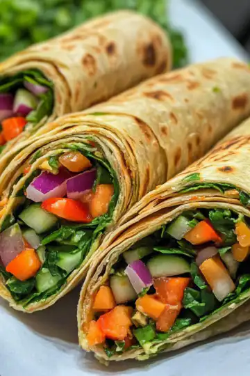 Crunchy Veggie Wraps taken with iphone 15 pro max --iw 2 --ar 4:5 --v 6.1 --raw