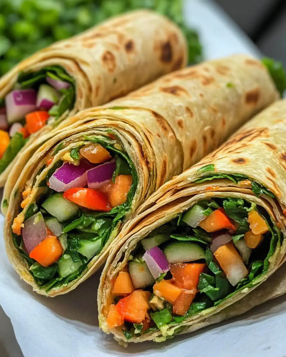 Fresh crunchy veggie wraps ready to eat