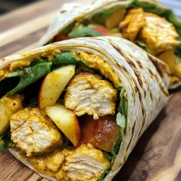 Curried Chicken Apple Wraps taken with iphone 15 pro max --iw 2 --ar 4:5 --v 6.1 --raw