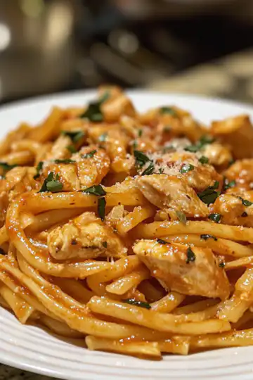 Dairy Free Marry Me Chicken Pasta taken with iphone 15 pro max --iw 2 --ar 4:5 --v 6.1 --raw