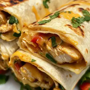 Delicious Cheesy Garlic Chicken Wraps taken with iphone 15 pro max --iw 2 --ar 4:5 --v 6.1 --raw