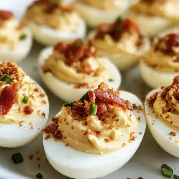 Deviled Eggs With Bacon taken with iphone 15 pro max --iw 2 --ar 4:5 --v 6.1 --raw