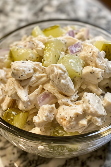 dill pickle chicken salad taken with iphone 15 pro max --iw 2 --ar 4:5 --v 6.1 --raw